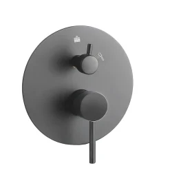 Kibath Robinet de douche encastré (robinet uniquement) rond à levier unique, finition GUN METAL mat en laiton
