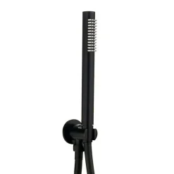 Kibath Robinet de douche monocommande rond VAL pour montage au plafond avec finition noir mat en laiton