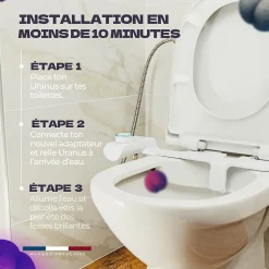 Kit Complet Toilette WC Japonaise Autonettoyante Robinet 3 Voies Inclu (Brevet Déposé) - Bidet Japonais Jet réglable