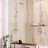 Kit de 2 Panneaux d'Habillage Décoratif Mural Douche, L120xl120x0.4 cm, finition marbre beige, Sabana KOBERTIN