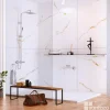 Kit de 2 Panneaux d'Habillage Décoratif Mural Douche, L120xl120x0.4 cm, finition doré, Calacatta GOLD KOBERTIN