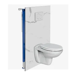 Kit de 2 Panneaux Habillage WC suspendu , L120xl120x0.4 cm, finition marbre blanc, Mud White KOBERTIN
