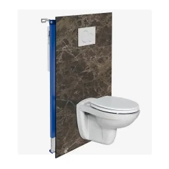 Kit de 2 Panneaux Habillage WC suspendu , L120xl120x0.4 cm, finition marbre marron, Emperador KOBERTIN