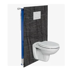 Kit de 2 Panneaux Habillage WC suspendu , L120xl120x0.4 cm, finition pierre noire, Manson KOBERTIN