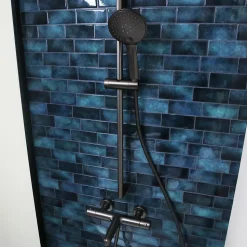 Kit de douche avec barre + douchette 3 jets, gun metal, Essebagno Luisa