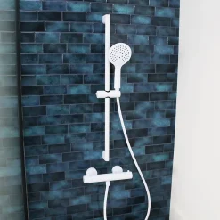 Kit de douche avec barre + douchette 3 jets, blanc, Essebagno Luisa