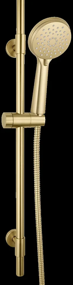 Kit de douche avec douchette + barre réglable + flexible, doré, Wenko Young