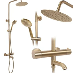 Kit de douche avec thermostat REA Lungo Gold Brush