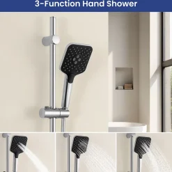 Kit de douche, Douchette 3 Fonctions, SOFETIY MAX Ensemble de Douche Design Réglable en Hauteur, Pommeau de douche, barre