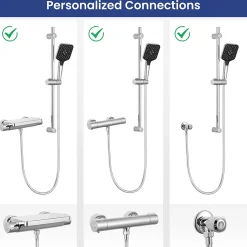 Kit de douche, Douchette 3 Fonctions, SOFETIY MAX Ensemble de Douche Design Réglable en Hauteur, Pommeau de douche, barre