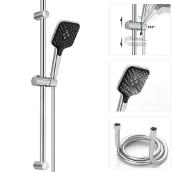 Kit de douche, Douchette 3 Fonctions, SOFETIY MAX Ensemble de Douche Design Réglable en Hauteur, Pommeau de douche, barre