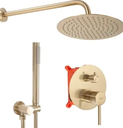 Kit De Douche Encastré Rea Lungo Brush Gold 17X16X36,5Cm + Box
