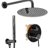 Kit De Douche Encastré Rea Lungo Metalic Black 17X16X36,5Cm + Box