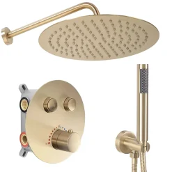 Kit De Douche Encastré Rea Lungo Thermostat Brush Gold 51,5X30X39,5Cm