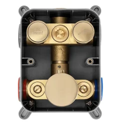 Kit De Douche Encastré Rea Lungo Thermostat Brush Gold 51,5X30X39,5Cm