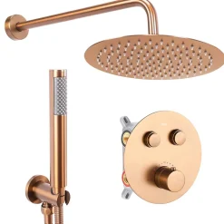 Kit De Douche Encastré Rea Lungo Thermostat Brush Copper 36,5X17X25Cm + Box