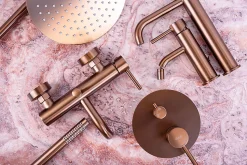 Kit De Douche Encastré Rea Lungo Thermostat Brush Copper 36,5X17X25Cm + Box