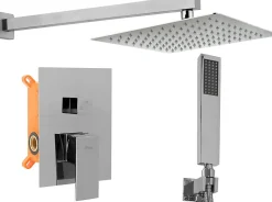 Kit De Douche Encastré Rea Fenix Chrome 40X13X40Cm + Box