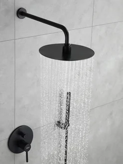 Kit De Douche Encastré Rea Lungo Black 17X16X36,5Cm + Box