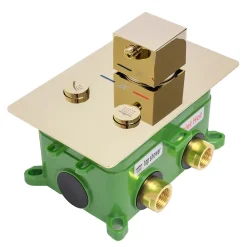 Kit De Douche Encastré Rea Fenix-Davis Thermostat Gold 55X30X40Cm + Box