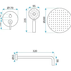 Kit De Douche Encastré Rea Ontario Titanium