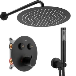 Kit De Douche Encastré Rea Lungo Thermostat Black 15X30X36,5Cm