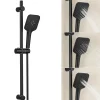 Kit de douche Noir, Douchette 3 Fonctions, SOFETIY MAX Ensemble de Douche Design Réglable en Hauteur, Pommeau de douche, barre
