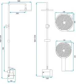 Kit De Douche Rea Avalon Titanium 50X23X153Cm