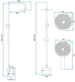 Kit De Douche Rea Avalon Titanium 50X23X153Cm