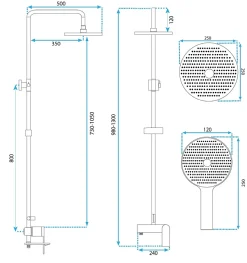 Kit De Douche Rea Avalon Gold 50X23X153Cm