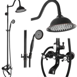 Kit De Douche Rea Bergamo Black 50X21X150Cm