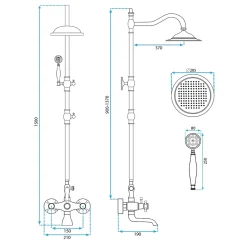 Kit De Douche Rea Bergamo Black 50X21X150Cm