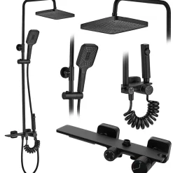 Kit De Douche Rea Helix Black 38X30X114,5Cm