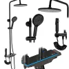 Kit De Douche Rea Savio Led Black 13X28X120Cm
