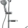 Kit de douche sans robinetterie avec douchette 3 jets + flexible + barre réglable, chrome, Edouard Rousseau Stop