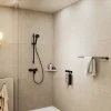 Kit de douche sans robinetterie avec douchette 2 jets + flexible + barre réglable, noir mat, Hansgrohe EcoSmart Vernis Blend