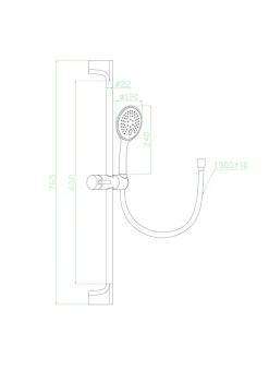 Kit de douche sans robinetterie avec douchette 3 jets + flexible + barre réglable, doré, Essebagno Luisa