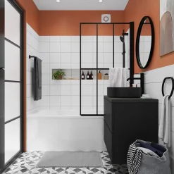 Kit de douche sans robinetterie avec douchette 3 jets + flexible + barre réglable noir GoodHome Cavally