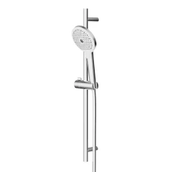 Kit de douche sans robinetterie avec douchette 3 jets + flexible + barre réglable chrome GoodHome Kolima