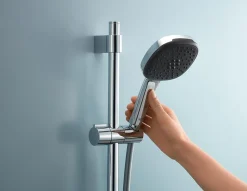 Kit de douche sans robinetterie avec douchette 2 jets + flexible + barre chrome, Grohe Vitalio Comfort 110