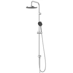 Kit de douche sans robinetterie avec pomme de tête, douchette et barre chrome GoodHome Maza