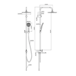 Kit de douche sans robinetterie avec pomme de tête, douchette et barre chrome GoodHome Maza