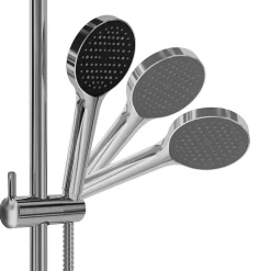 Kit de douche sans robinetterie avec pomme de tête, douchette et barre chrome GoodHome Maza