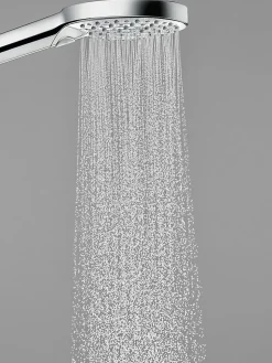 Kit de douche sans robinetterie avec douchette 3 jets + flexible + barre réglable, chrome, Hansgrohe Raindance Select