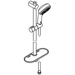 Kit de douche sans robinetterie avec douchette 4 jets + flexible + barre réglable, chrome, Grohe Vitalio 100