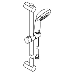 Kit de douche sans robinetterie avec douchette 2 jets + flexible + barre réglable, chrome, Grohe Vitalio Start 100
