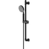 Kit de douche sans robinetterie avec douchette 5 jets + flexible + barre réglable, noir, GoodHome Selenga