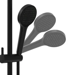 Kit de douche sans robinetterie avec pomme de tête, douchette et barre noir GoodHome Maza