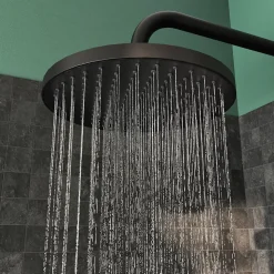 Kit de douche sans robinetterie avec pomme de tête, douchette et barre noir GoodHome Maza