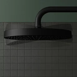 Kit de douche sans robinetterie avec pomme de tête, douchette et barre noir GoodHome Maza